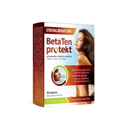 Strong Nature BetaTen protekt je dodatak ishrani na bazi karotenoida – beta karotena i likopena, kvercetina, vitamina E, selena, cinka i bakra.