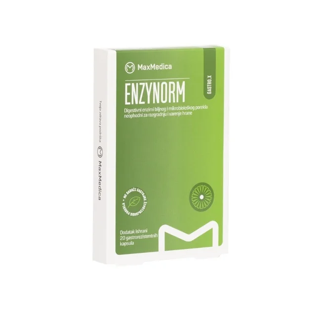 Enzynorm zapravo sadrži smešu digestivnih enzima biljnog i mikrobiološkog porekla koji učestvuju u razgragradnji i varenju proteina, masti i ugljenih hidrata.