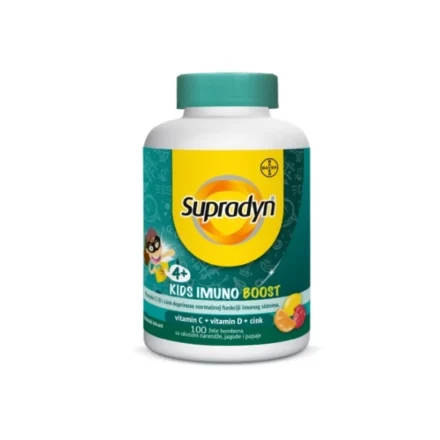 Supradyn Kids Imuno Boost je dodatak ishrani sa vitaminima C i D i cinkom u obliku žele bombona.