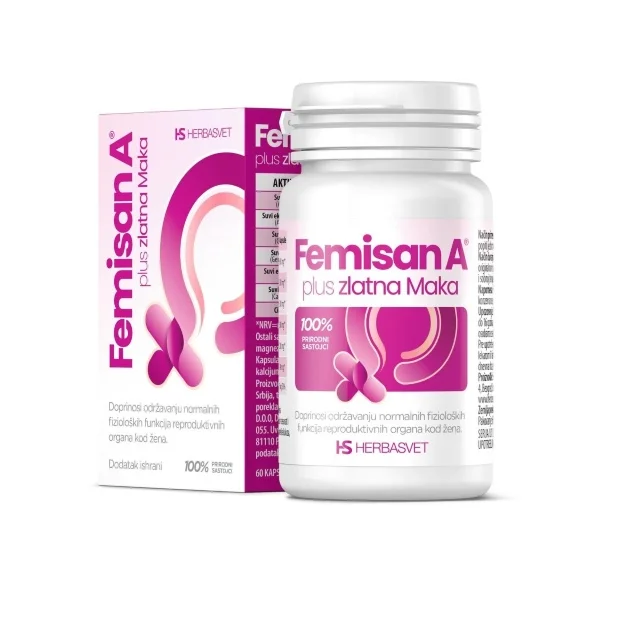 FemiSan A plus zlatna Maca kapsule doprinose održavanju normalnih fizioloških funkcija reproduktivnih organa kod žena, normalnoj plodnosti i reprodukciji, normalnoj sintezi DNK i proteina, a imaju i ulogu u procesu deobe ćelija.