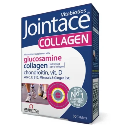 Jointace COLLAGEN tablete sadrže hidrolizovani kolagen tip II koji ima poboljšanu apsorpciju i predstavlja jedinstveni molekul sa povoljnim uticajem na održavanje homeostaze, zglobne hrskavice i izgradnju vezivnog tkiva.