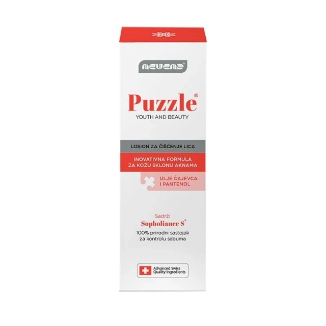 Nevena Puzzle LOSION ZA ČIŠĆENJE LICA - ulje čajevca i pantenol pravi je izbor za potpuni tretman, osveženje i dubinsku negu mladalačke kože sklone pojavi akni i bubuljica.