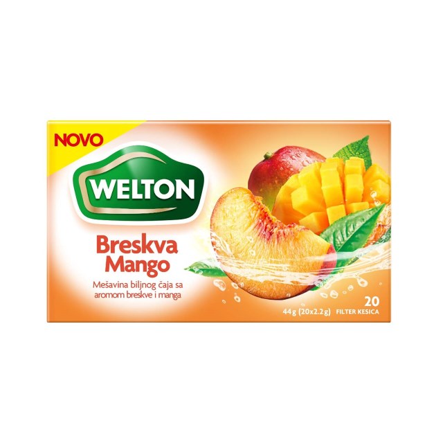 Mešavina biljnog čaja sa aromom breskve i manga.