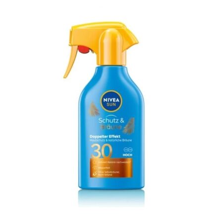 Nivea SUN Protect&Bronze sprej za zaštitu od sunca SPF 30 pruža trenutnu zaštitu od sunčevog zračenja. Formulacija sa ekstraktom pro-melanina stimuliše prirodan proces tamnjenja kože.