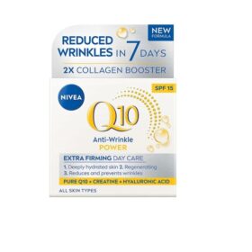 Nivea Q10 Power Extra Firming dnevna krema protiv bora intenzivno neguje i hidrira kožu za trenutni osećaj glatke i meke kože.