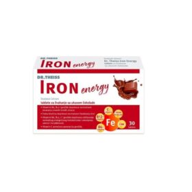 Dr. Theiss Iron Energy tablete za žvakanje sa ukusom čokolade su dijetetski suplement namenjen poboljšanju krvne slike, energetskom metabolizamu I imunitetu.