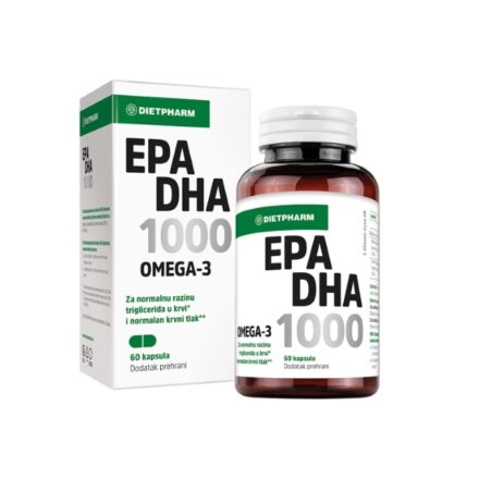 EPA DHA 1000 je dodatak ishrani sa visokom dozom EPA i DHA omega-3 masnih kiselina, od čak 1000mg po kapsuli.
