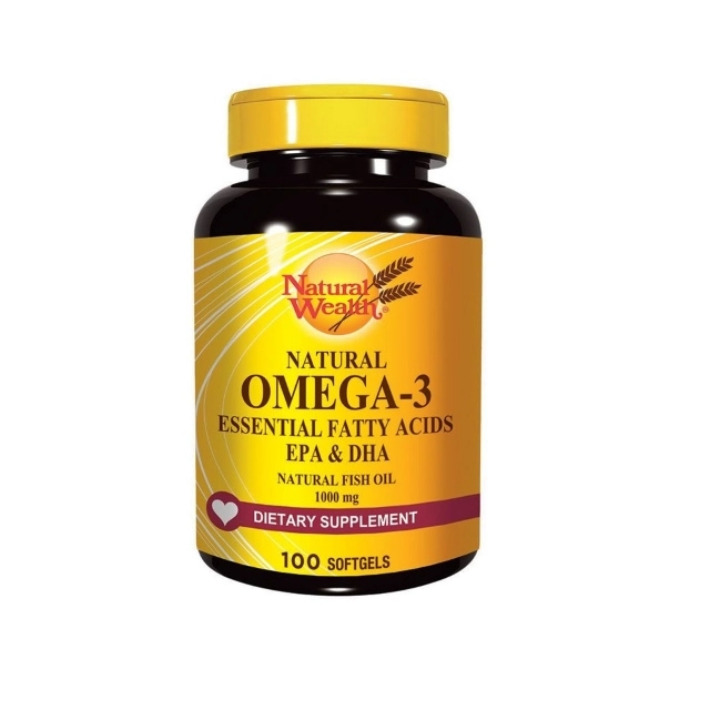 Dodatak ishrani Natural Wealth Prirodne Omega-3 esencijalne masne kiseline u svakoj kapsuli sadrži 300 mg esencijalnih omega-3 masnih kiselina iz 1000 mg ribljeg ulja.