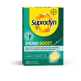 Supradyn Imuno Boost je podrška imunitetu tokom povećanih fizičkih ili psihičkih opterećenja, kao i u stanjima kada telo ima povećane potrebe za hranjivim materijama (npr. zimi) koje imaju ulogu u delovanju imuniteta.