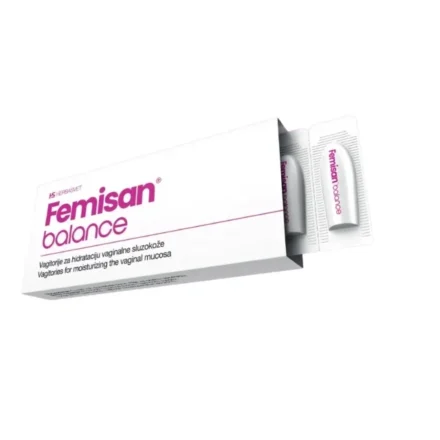FEMISAN BALANCE® VAGITORIJE sadrže hijaluron, kao i kombinaciju biljnih ulja i eteričnih ulja koja blagotvorno deluje na vaginalnu sluzokožu, doprinose uspostavljanju normalne vaginalne flore i pomažu kod hroničnih infekcija kandidom, bakterijskih vaginoza i lezija grlića materice prouzrokovanih HPV virusima.