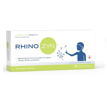 RhinoZyn je jedinstvena, klinički testirana kombinacija patentiranih probiotičkih sojeva na bazi Lactobacillus paracasei LP-33 i GMNL-133, prirodno prisutnih u crevnoj mikrobioti i vitamina D3.
