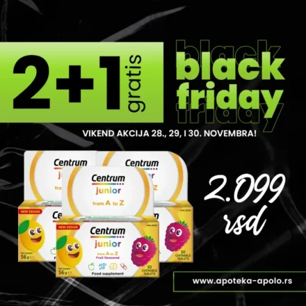 Centrum Junior sadrži 16 vitamina i minerala koji su važni za zdravu ishranu i pravilan razvoj dece i koji utiču na kognitivni razvoj i zdravlje kostiju.