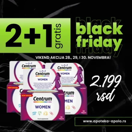 Centrum Women pruža nutritivnu podršku ženama, oslobađa energiju, utiče na imunitet, zdravlje kose, kože, noktiju i kostiju.