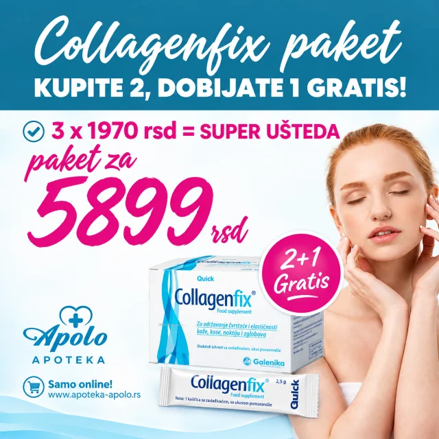 Collagenfix je tečni kolagen za peroralnu primenu, predstavlja inovaciju u svetu suplemenata na bazi kolagena zahvaljujući specijalnoj tečnoj formulaciji.