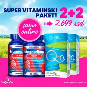 Strong Koenzim Q10 + Magnezijum Malat paket. Prirodna podrška za srce i mišiće. Brza dostava i odlična cena – poručite odmah u našoj apoteci!