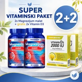 **Meta opis:** Super vitaminsko-mineralni paket sa 2 Magnezijum malata i 2 Vitamin D3 2000 IU za podršku energiji, mišićima, kostima i imunitetu.