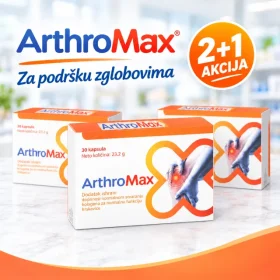ArthroMax je kompleksna formula sa 11 aktivnih sastojaka za nutritivnu podršku zglobovima, hrskavici, vezivnom tkivu i normalnoj pokretljivosti.